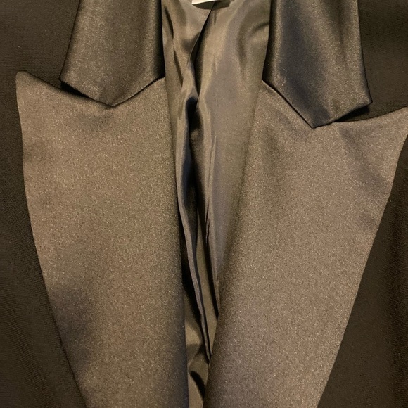 Studio I  Black Satin Collared Tuxedo Blazer Jacket Size 14 - Picture 8 of 11